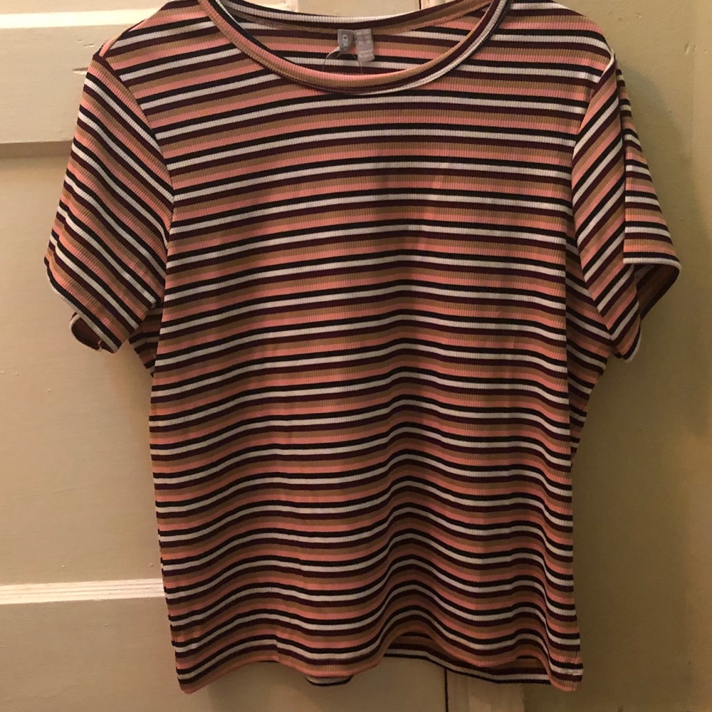 ASOS Plus-size/Curve skinny t-shirt in stripe rib